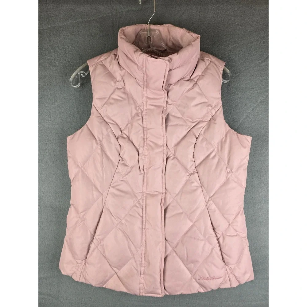 Eddie Bauer Vest Women Medium Pink Goose Down Quilted Puffer Gorpcore Outdoor